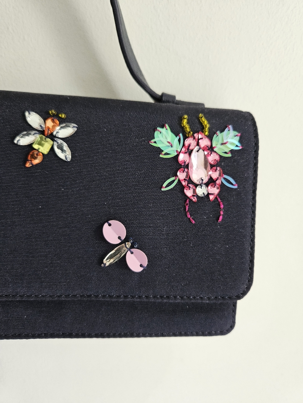 Talbots Navy Bug Purse Rhinestone Multi-color Evening Bag - Picture 6 of 7